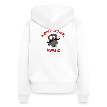 komischer Kauz - Frauen Premium Bio Zip Hoodie - Weiß - Hinten - AI Model Female 172 light (172cm)