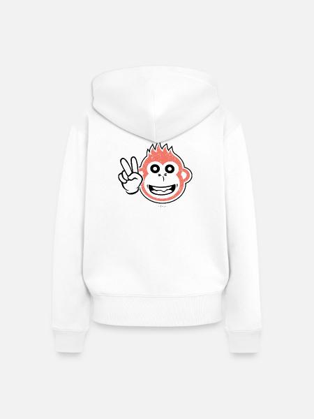 Friedensaffe - Frauen Premium Bio Zip Hoodie - Weiß