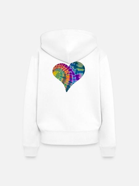 Tie Dye Herz - Frauen Premium Bio Zip Hoodie - Weiß