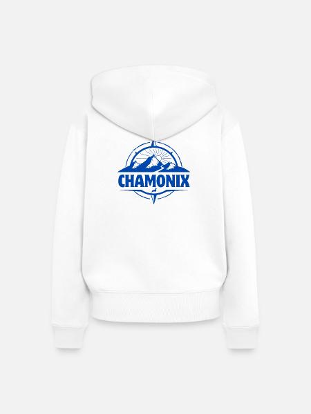 Chamonix, Skigebiet, Skigebiet - Frauen Premium Bio Zip Hoodie - Weiß