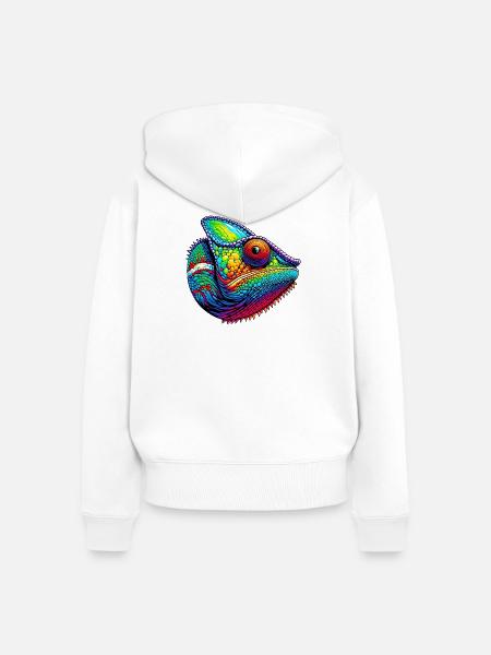 Chamäleon - Frauen Premium Bio Zip Hoodie - Weiß