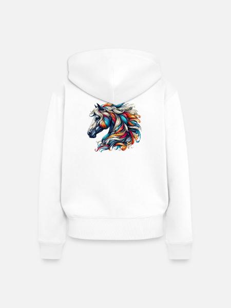 Pferd - Frauen Premium Bio Zip Hoodie - Weiß