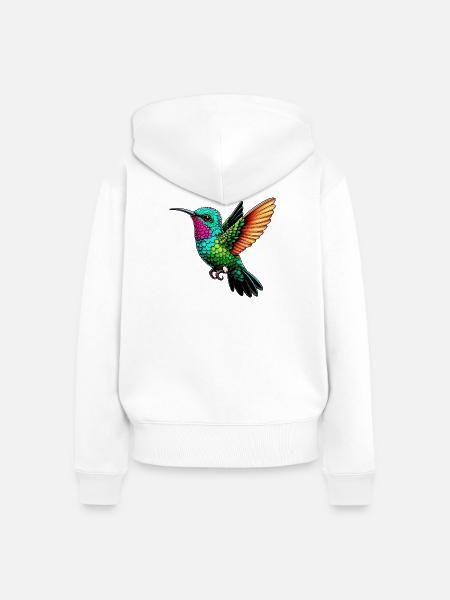 Kolibri - Frauen Premium Bio Zip Hoodie - Weiß