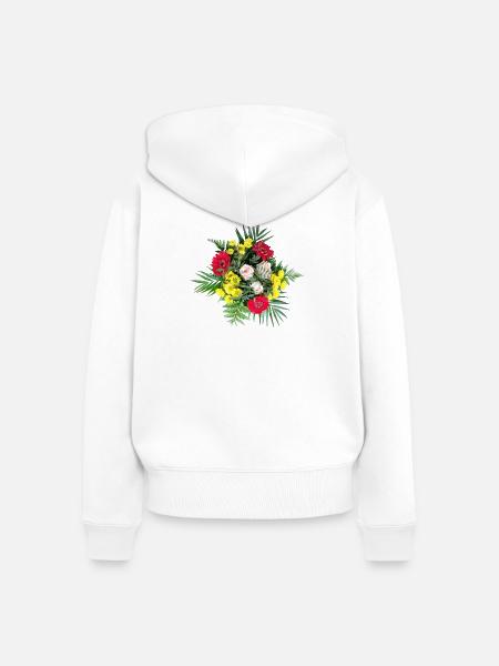 BLUMENSTRAUSS - Frauen Premium Bio Zip Hoodie - Weiß