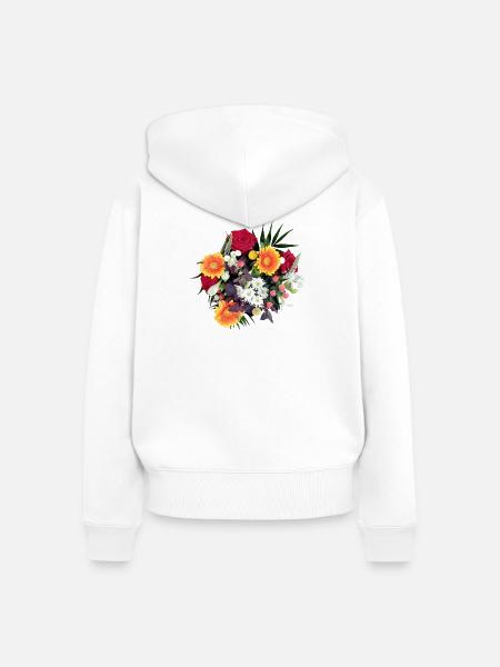 BLUMENSTRAUSS - Frauen Premium Bio Zip Hoodie - Weiß