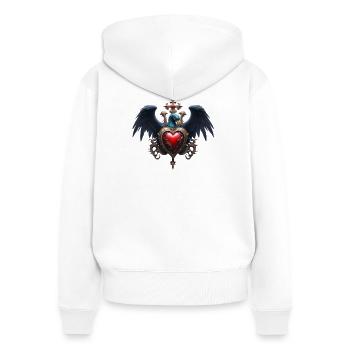 Élégant coeur gothique avec oiseau fantastique. - Sweat à capuche zippé Premium bio Femme - blanc - Dos - AI Model Female 172 light (172cm)