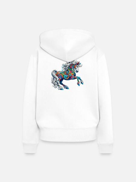 Pferd - Frauen Premium Bio Zip Hoodie - Weiß