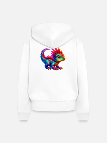 Dinosaurier - Frauen Premium Bio Zip Hoodie - Weiß