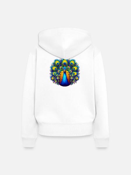 Pfau - Frauen Premium Bio Zip Hoodie - Weiß