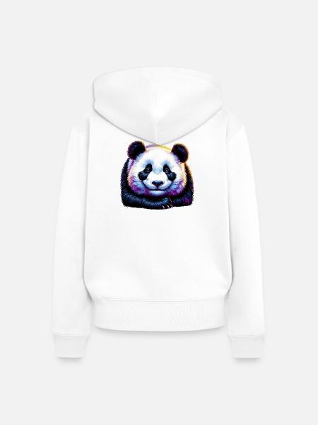 Panda - Frauen Premium Bio Zip Hoodie - Weiß