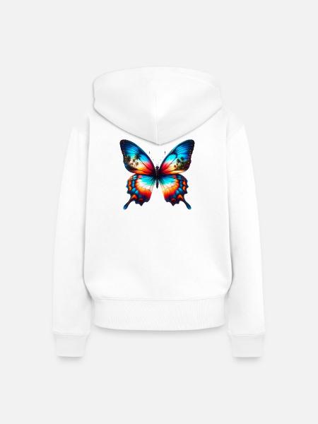 Schmetterling - Frauen Premium Bio Zip Hoodie - Weiß