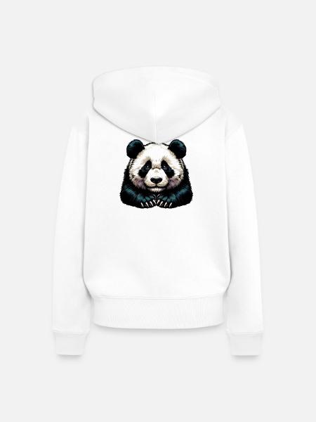 Panda - Frauen Premium Bio Zip Hoodie - Weiß