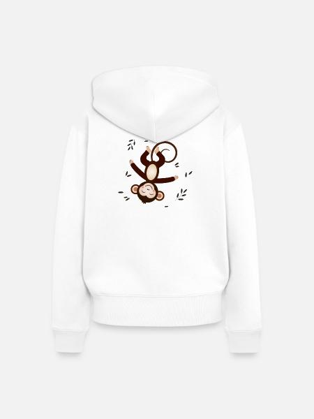Entspanntes Äffchen – Verspieltes Tiermotiv - Frauen Premium Bio Zip Hoodie - Weiß