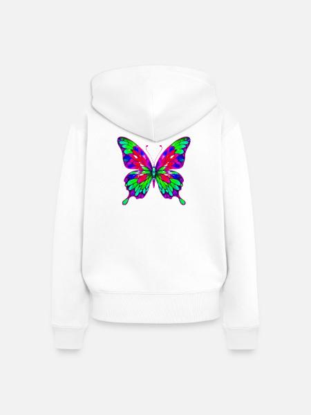 Schmetterling - Frauen Premium Bio Zip Hoodie - Weiß