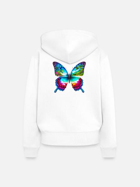 Schmetterling - Frauen Premium Bio Zip Hoodie - Weiß