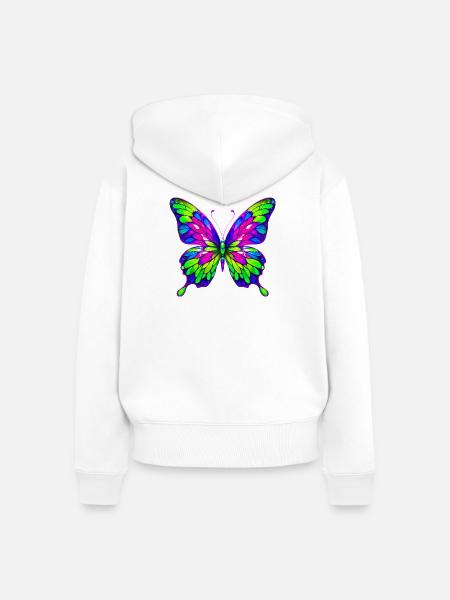 Schmetterling - Frauen Premium Bio Zip Hoodie - Weiß