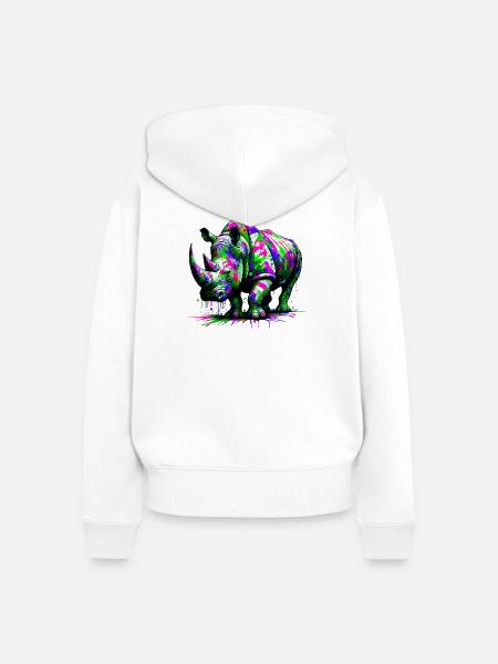 Nashorn - Frauen Premium Bio Zip Hoodie - Weiß