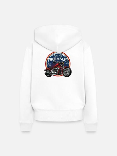 Tourmalet Mountainbike Abzeichen - Frauen Premium Bio Zip Hoodie - Weiß