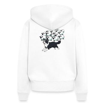 Border Collie and Clouds Sheep - Women's Premium Organic Zip Hoodie - white - Back - AI Model Female 172 light (172cm)