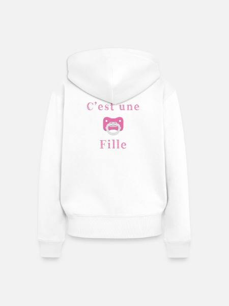 Geburt - es ist ein Mädchen - Frauen Premium Bio Zip Hoodie - Weiß