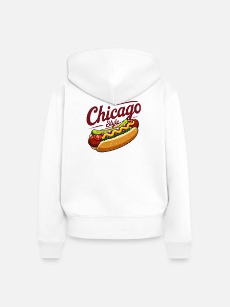 Klassisches Hotdog-Futterdesign im Chicago-Stil - Frauen Premium Bio Zip Hoodie - Weiß