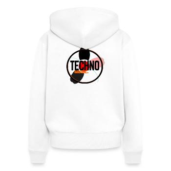 Techno Music Circle Logo - Women's Premium Organic Zip Hoodie - white - Back - AI Model Female 172 light (172cm)