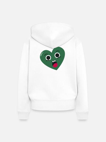 Lächelndes Grünes Herz - Frauen Premium Bio Zip Hoodie - Weiß