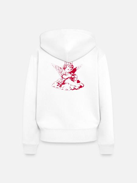 Gaming Engel – Cherub mit Controller - Frauen Premium Bio Zip Hoodie - Weiß