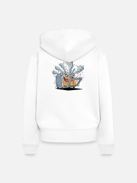 Feuriger Küchenofen Monster - Frauen Premium Bio Zip Hoodie - Weiß