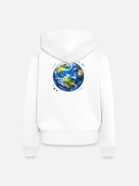 Erde im kosmischen Aquarellstil - Frauen Premium Bio Zip Hoodie - Weiß