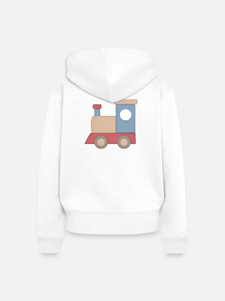 Kunterbunter Spielzug Illustration Eisenbahn - Frauen Premium Bio Zip Hoodie - Weiß