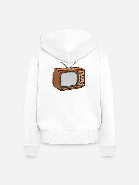 Retro Fernseher Cartoon - Frauen Premium Bio Zip Hoodie - Weiß