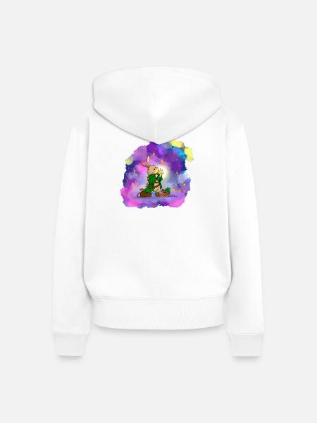 Stern-Sucher Hase - Frauen Premium Bio Zip Hoodie - Weiß