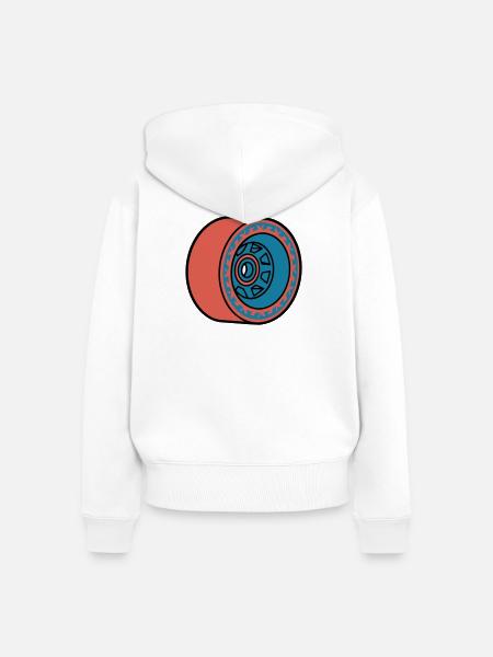 Skateboard Rolle Longboard - Frauen Premium Bio Zip Hoodie - Weiß