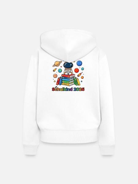 Astronaut im Lernstack 2026 - Frauen Premium Bio Zip Hoodie - Weiß