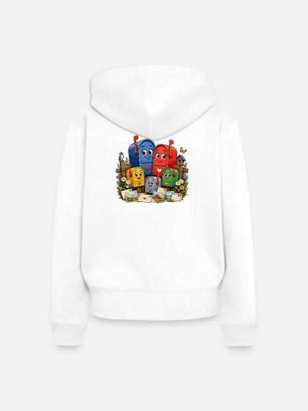 Fröhliche Briefkästen im Garten - Frauen Premium Bio Zip Hoodie - Weiß