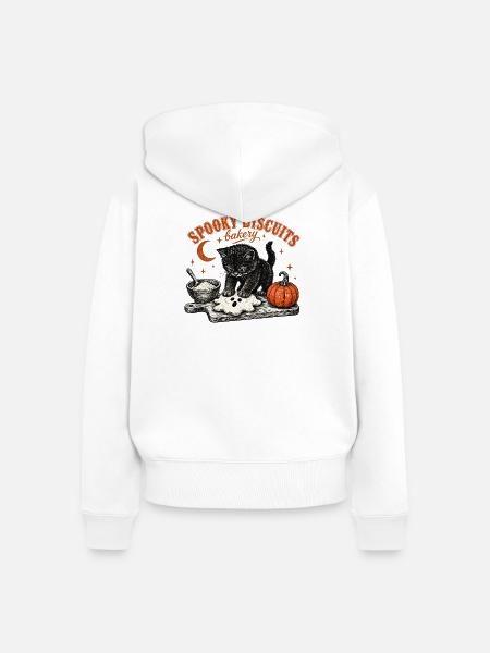 Halloween Katze - Frauen Premium Bio Zip Hoodie - Weiß