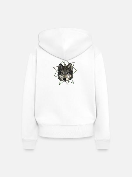 Wolf - Frauen Premium Bio Zip Hoodie - Weiß