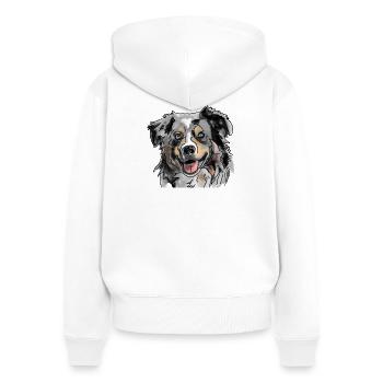 Australian Shepherd - Frauen Premium Bio Zip Hoodie - Weiß - Hinten - AI Model Female 172 light (172cm)