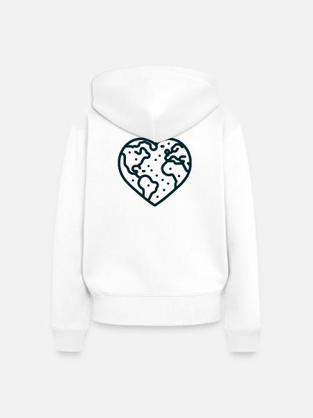 Herzförmige Erde - Frauen Premium Bio Zip Hoodie - Weiß