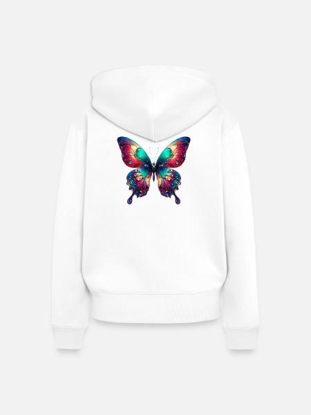 Schmetterling - Frauen Premium Bio Zip Hoodie - Weiß