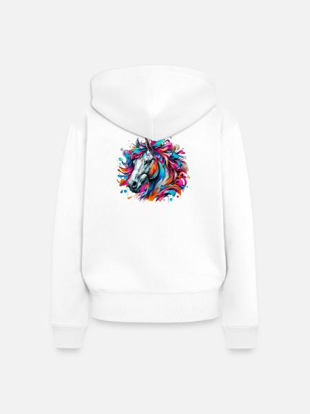 Pferd - Frauen Premium Bio Zip Hoodie - Weiß