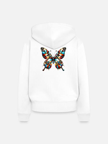 Schmetterling - Frauen Premium Bio Zip Hoodie - Weiß