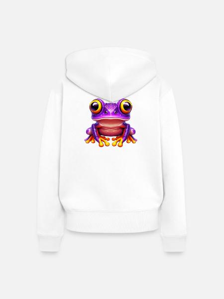 Frosch - Frauen Premium Bio Zip Hoodie - Weiß