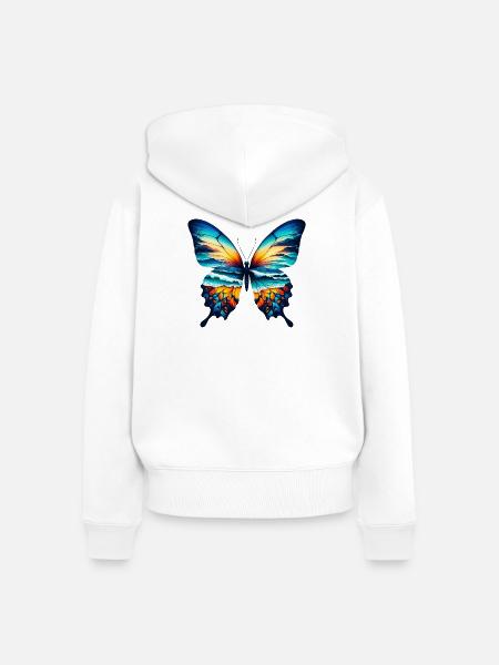 Schmetterling - Frauen Premium Bio Zip Hoodie - Weiß