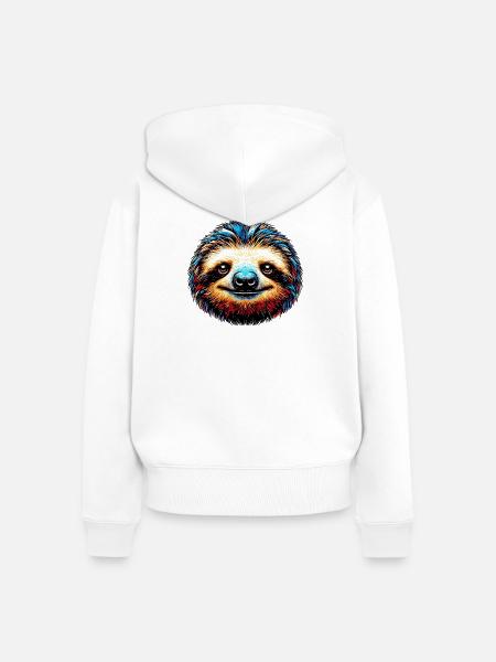Faultier - Frauen Premium Bio Zip Hoodie - Weiß
