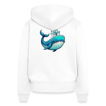 Wal - Frauen Premium Bio Zip Hoodie - Weiß - Hinten - AI Model Female 172 light (172cm)