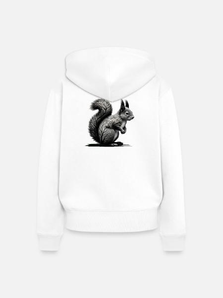 Waldeichhörnchen – Kunstvolle Naturillustration - Frauen Premium Bio Zip Hoodie - Weiß