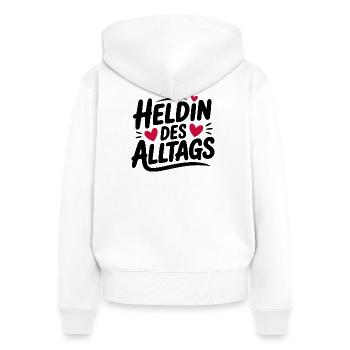 Design d’héroïne de tous les jours - Sweat à capuche zippé Premium bio Femme - blanc - Dos - AI Model Female 172 light (172cm)