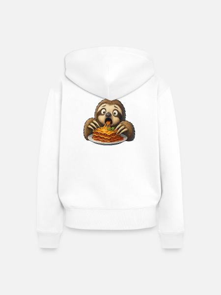Faultier Lasagne Italienisches Essen Überraschung - Frauen Premium Bio Zip Hoodie - Weiß
